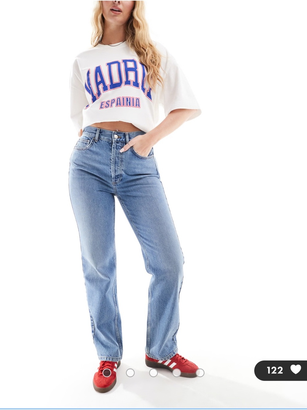 Topshop Hourglass Kort high rise straight jean in mid blue
